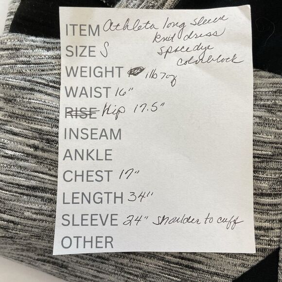 Athleta Dress Size Small Gray Black Color-block OMEGA Long Sleeve Bodycon Knit - Picture 10 of 10